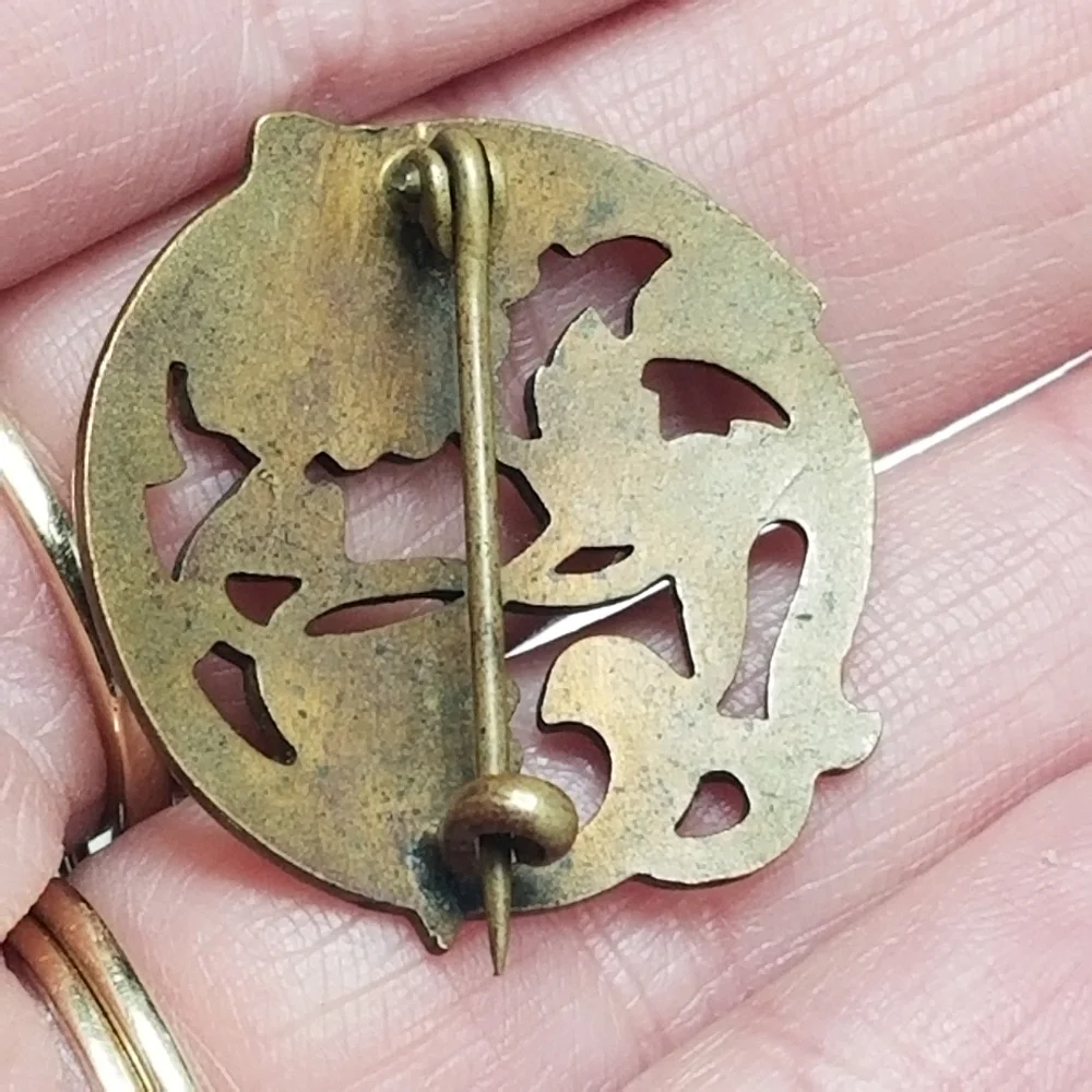 Antique brooch pin poppy flowers floral gold tone Victorian Edwardian red